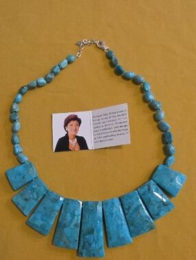 Genuine 925 Silver & Turquoise Bib Necklace - Designer Sally Chanaratsopon
